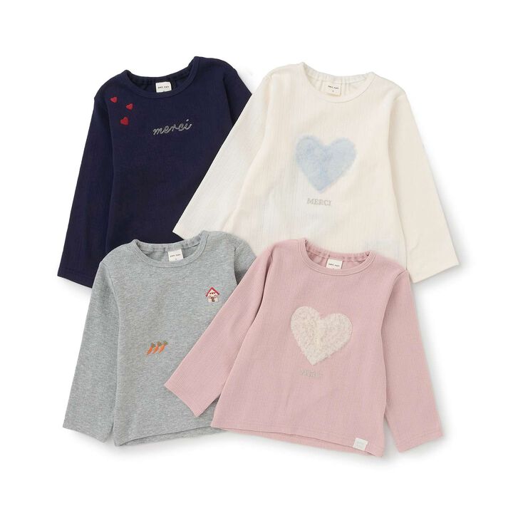 Heart & Animal Motif Long-Sleeve T-Shirt,Off white, medium image number 12