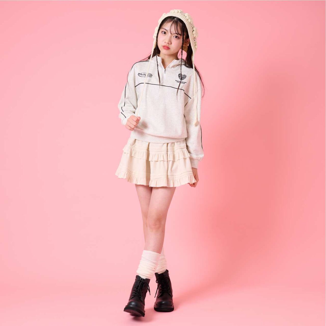 Calla Crepe Tiered Skirt,Black, large image number 3