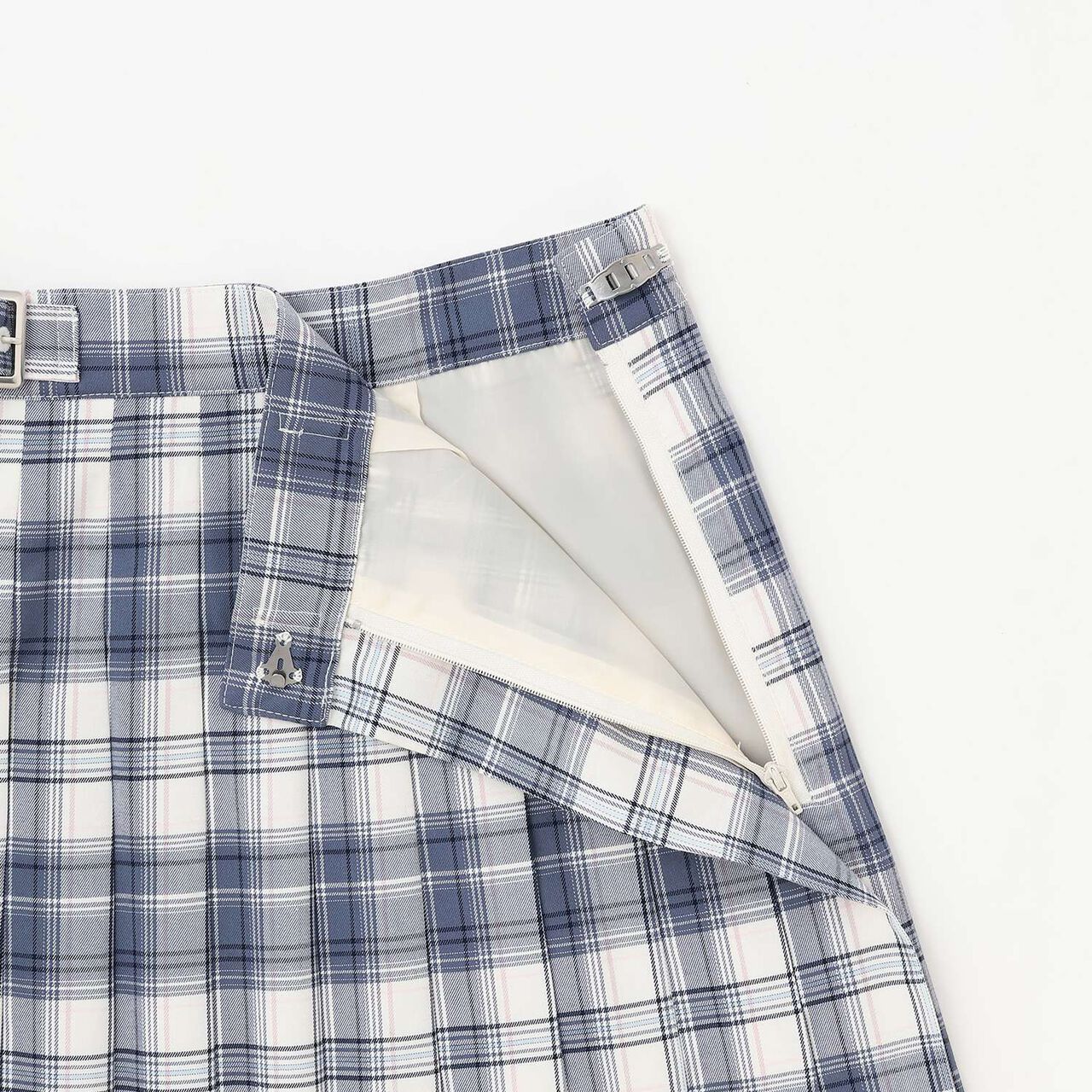 Check Pleated Skirt,Ivory, large image number 3