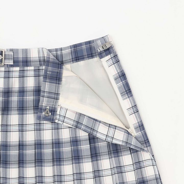 Check Pleated Skirt,Ivory, medium image number 3