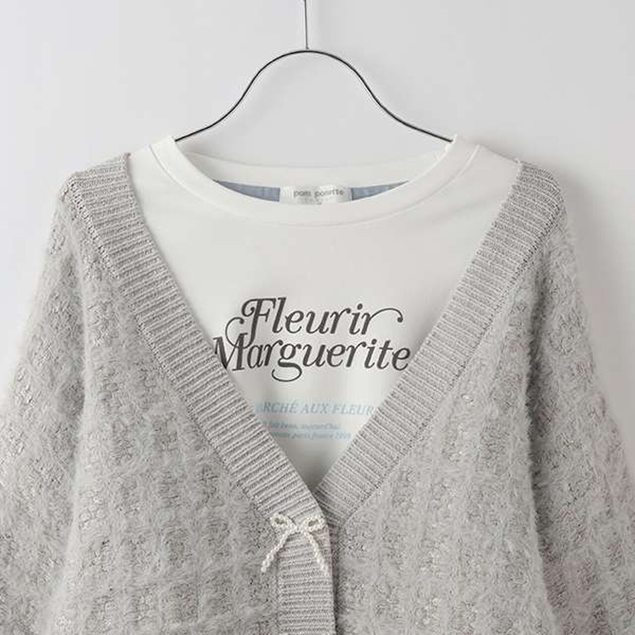 Shaggy Check Cardigan Set,White, large image number 13