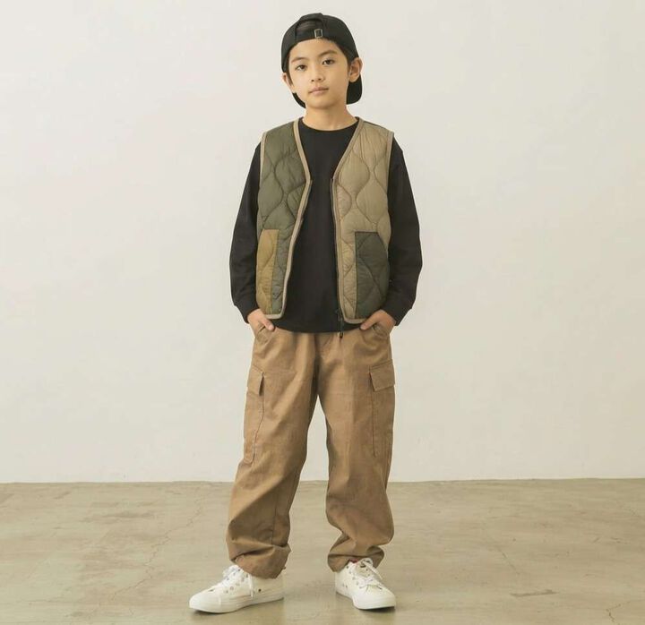 [Parent-Child Matching] [KIDS] TAION Military V-Neck Down Vest,Olive, medium image number 2