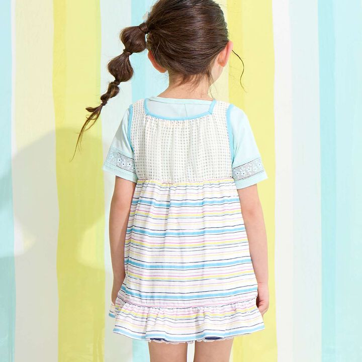 Mesh & Stripe Pattern Vest with Mimi-chan Knit Motif,Blue, medium image number 9