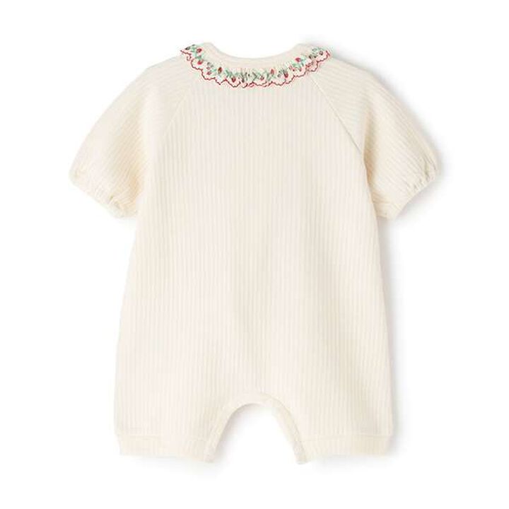[Made in Japan] Wild Strawberry Frill Collar Newborn Wear,Pearl white, medium image number 1