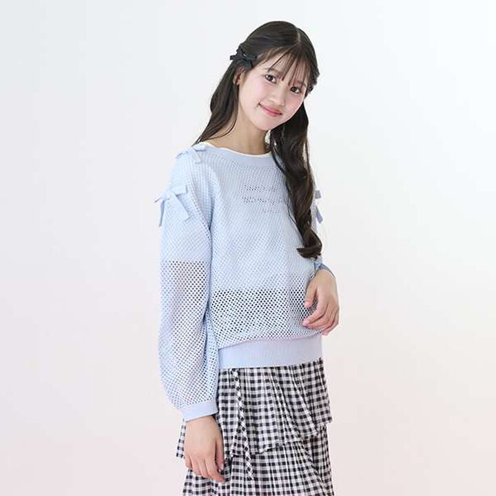 Lurex Mesh Knit & Short Sleeve T-Shirt Set,Light pink, medium image number 24