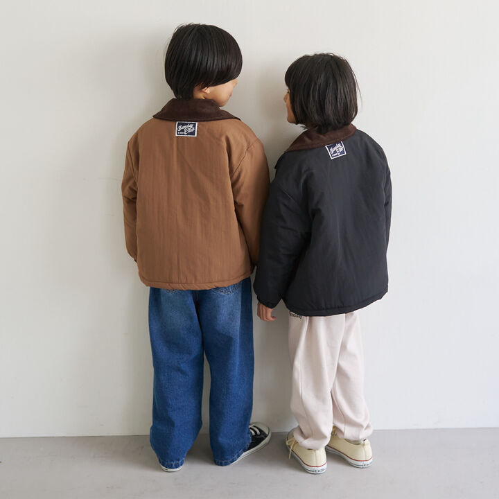 燈芯絨領夾棉外套,黑色, medium image number 7