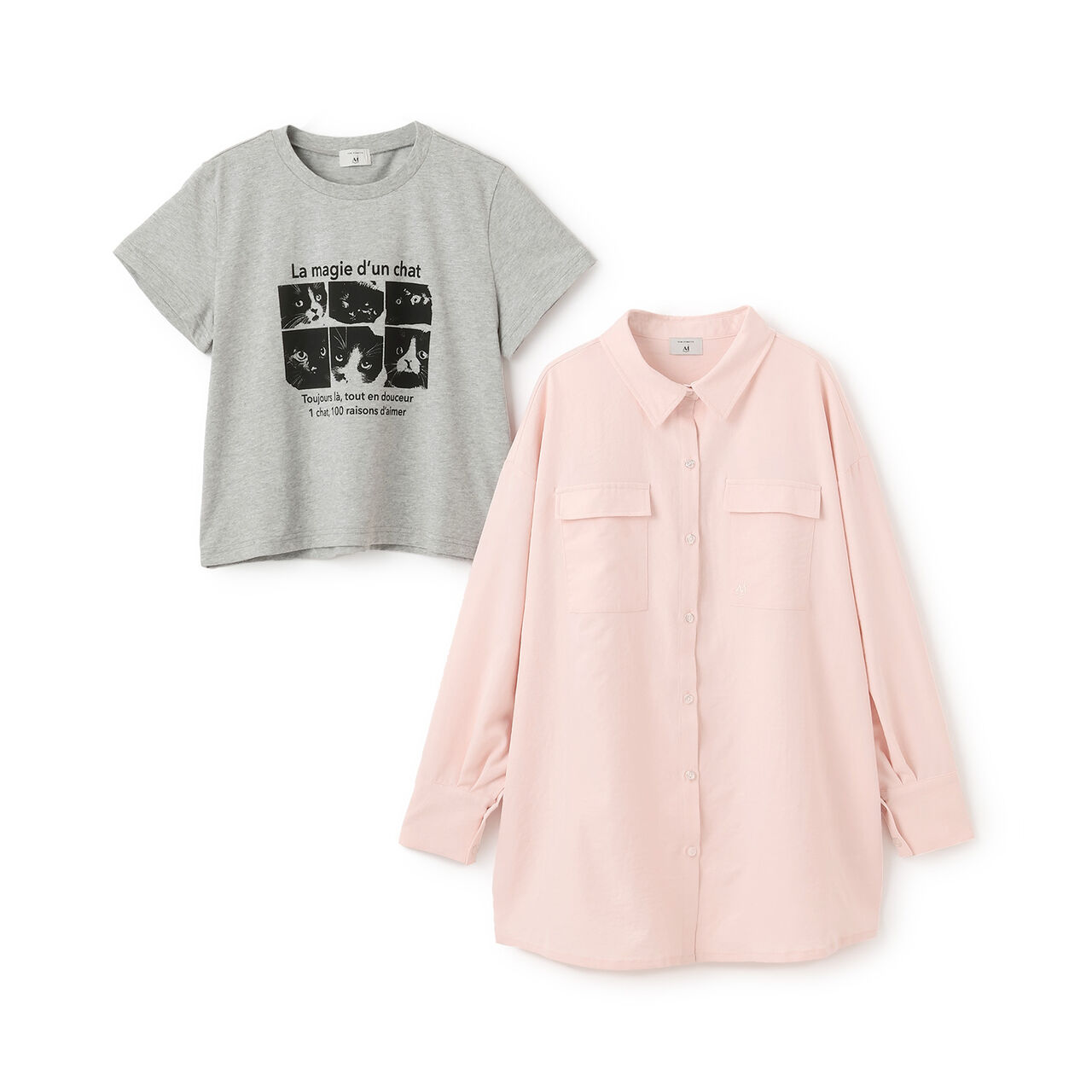 [AMI] Big Shirt × Compact T-Shirt Set,Light pink, large image number 2