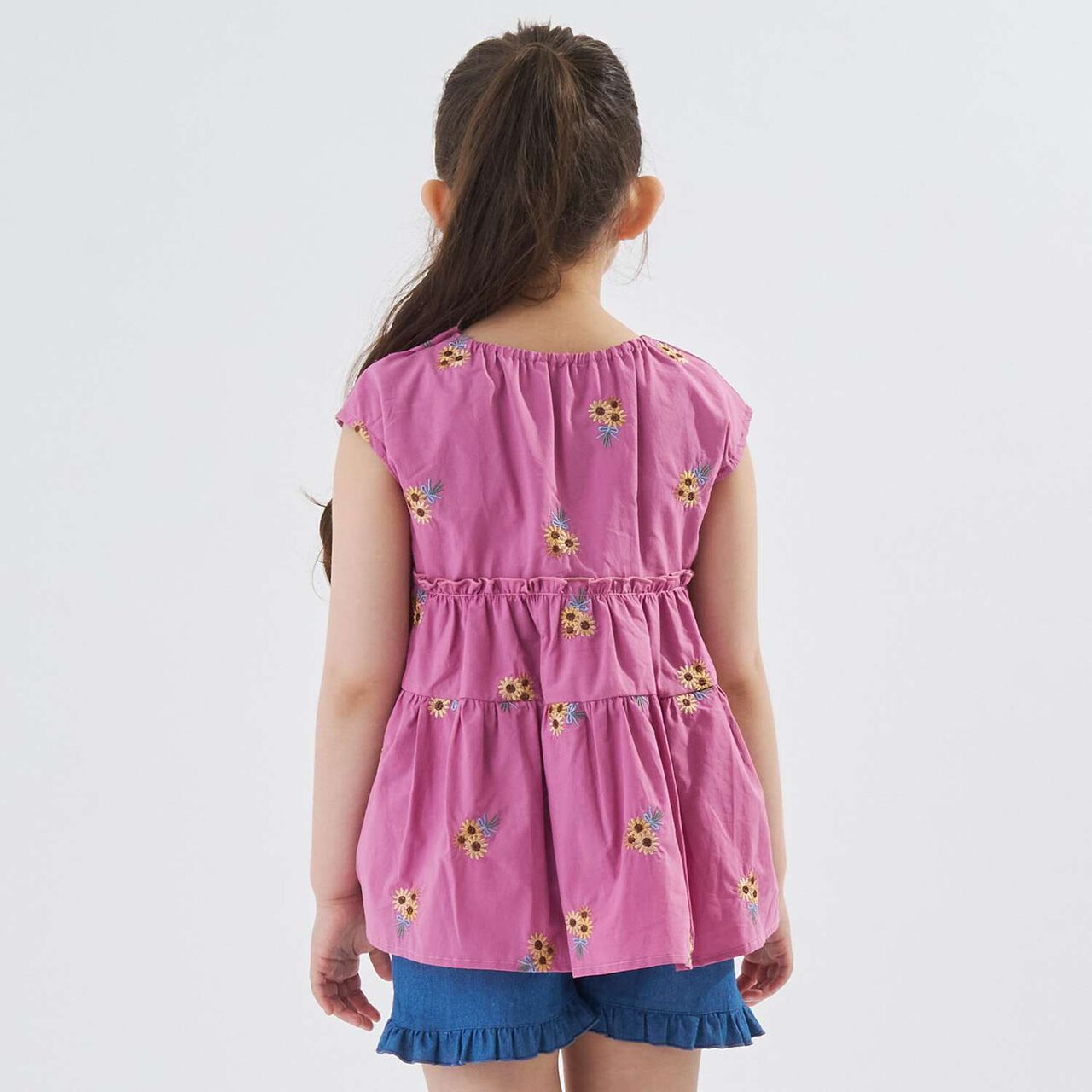 [100% Cotton] Sunflower Embroidered Tunic,Ivory, large image number 7