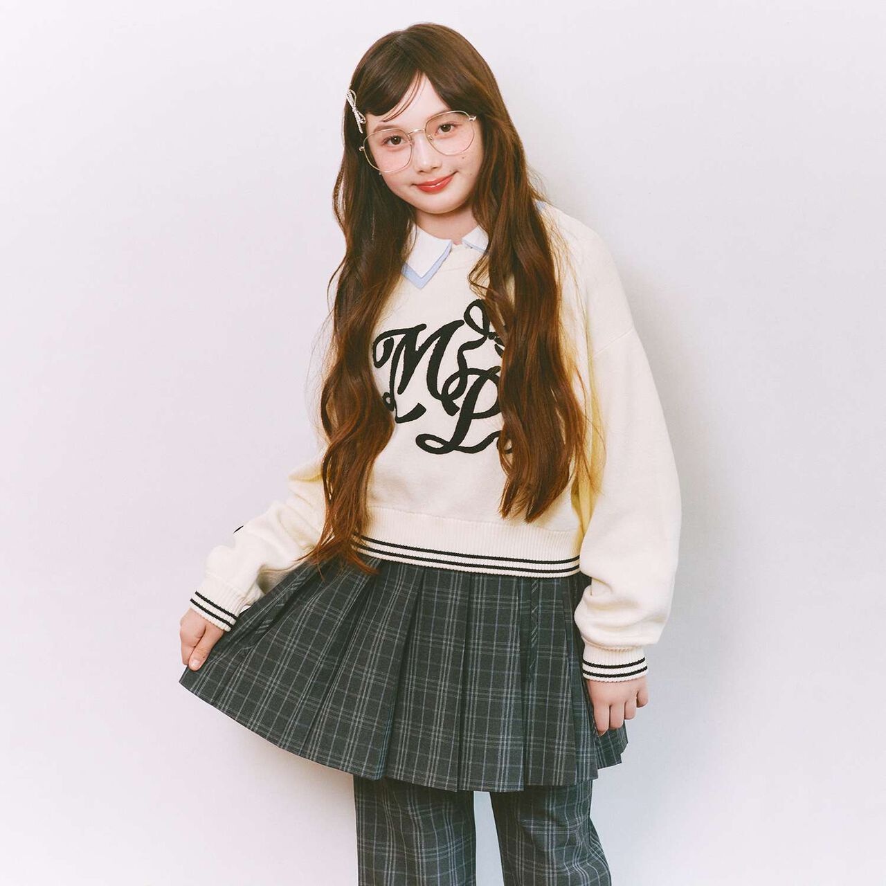 Stripe Pattern Polo Knitwear,Sax blue, large image number 11