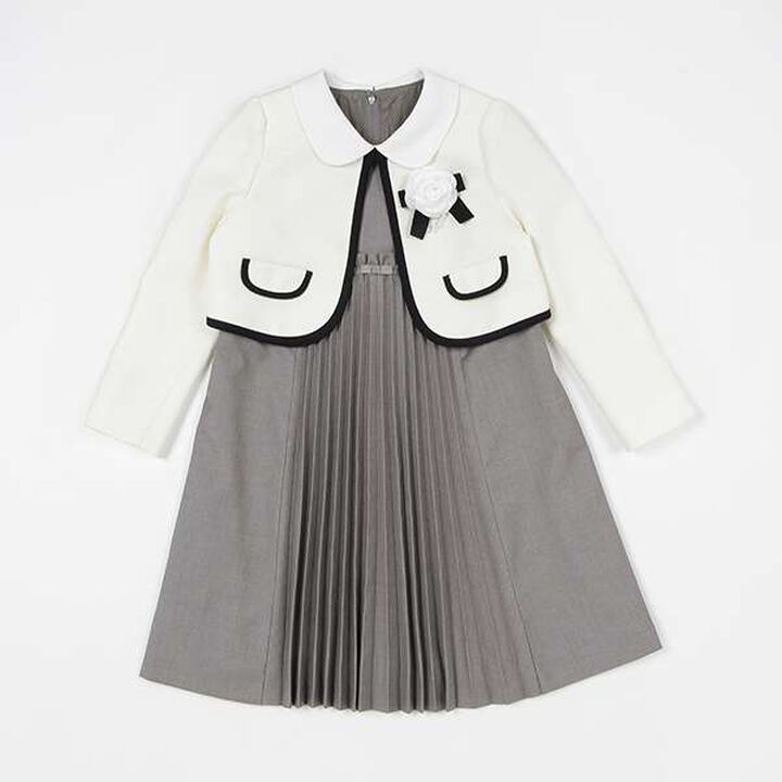 Pleated Dress & Piping Jacket Set,Navy, medium image number 1