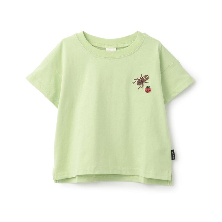 [Food Stain Resistant] Embroidered Short Sleeve T-Shirt,Coral red, medium image number 16
