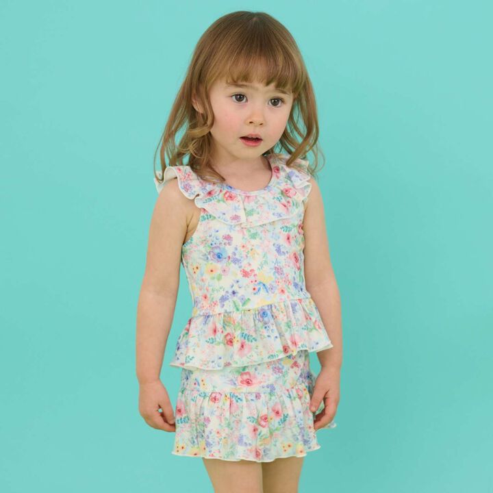 [SWIM] Girls' Floral Pattern Two-Piece Swimsuit [UV Protection],Pink, medium image number 12
