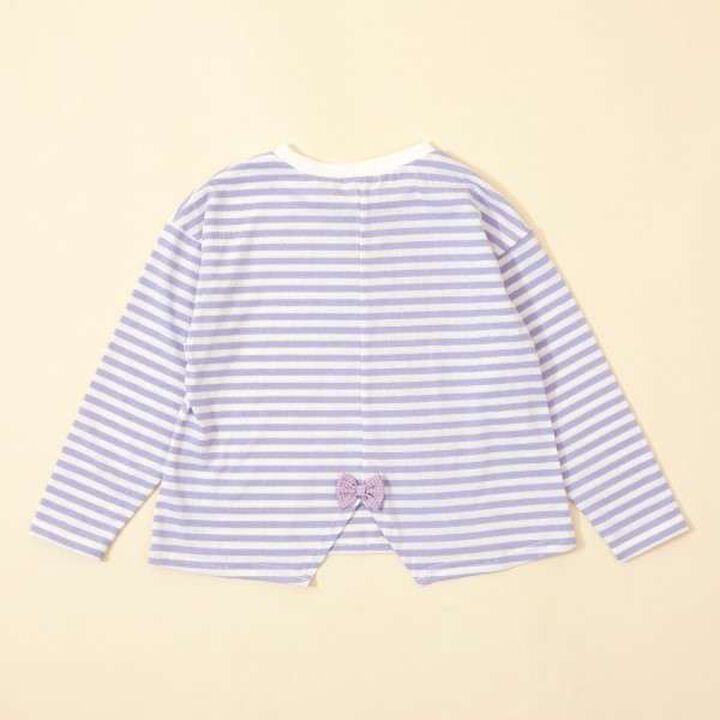 KP Coucou Long-Sleeve Stripe Pattern T-Shirt with Single-Point Embroidery [80-140],Beige, medium image number 7