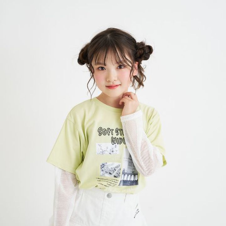 Mesh Sleeve Combination Big T-Shirt,Off white, medium image number 19