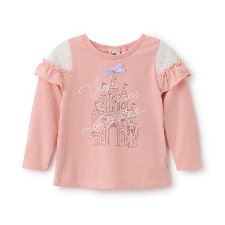 Lace Frill Long-Sleeve T-Shirt,Navy, medium image number 10