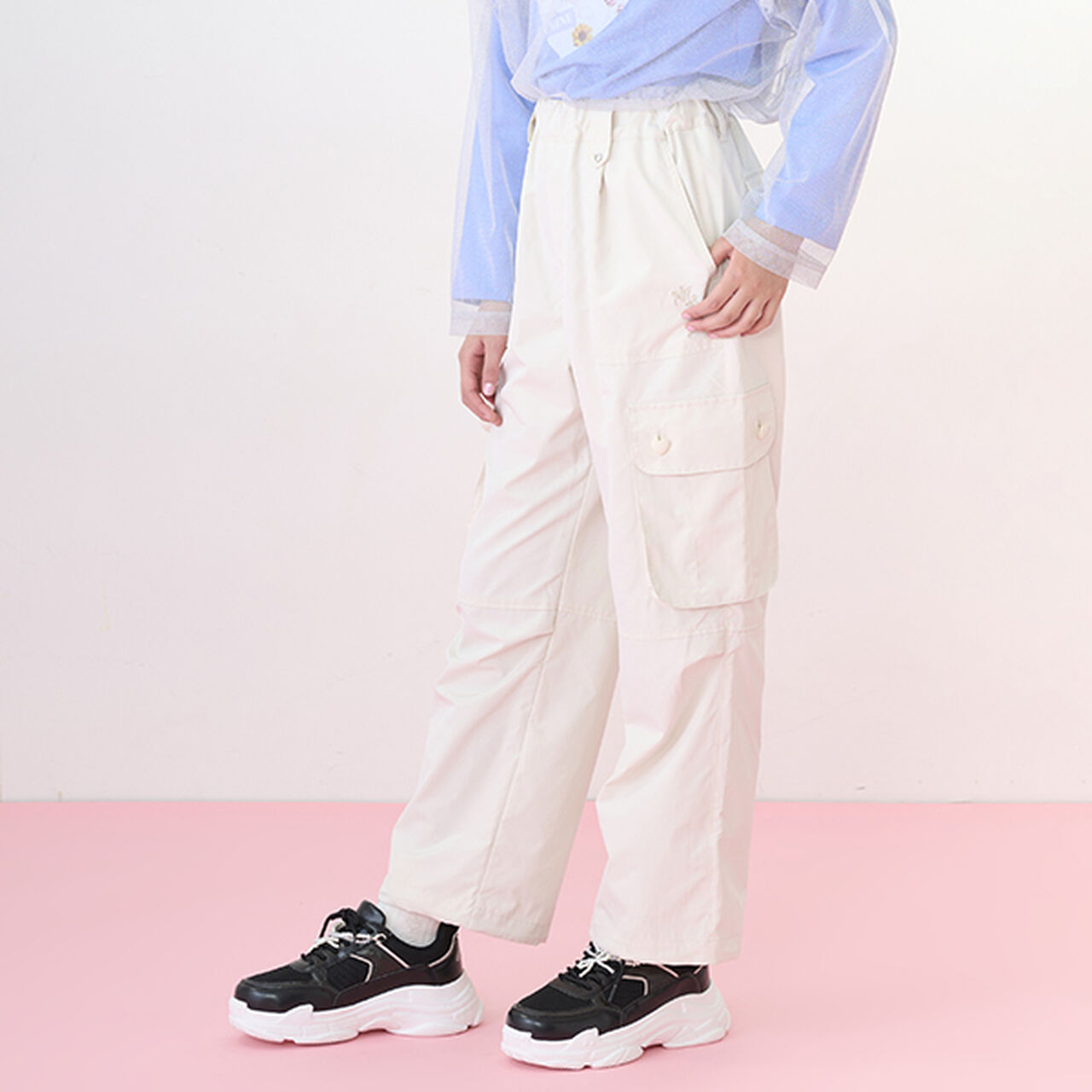 2 WAY Cargo Pants with Heart Button Pocket [Functional Material],Ivory, large image number 1