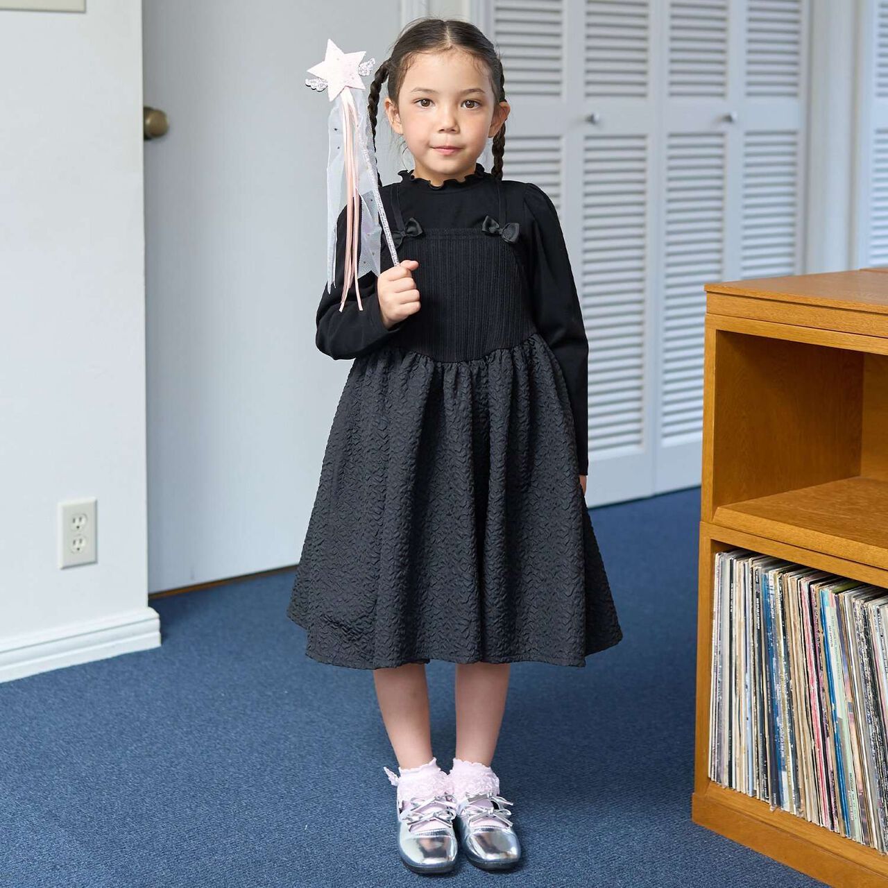 Halloween Jersey Knit Top & Camisole Dress Set,Black, large image number 0