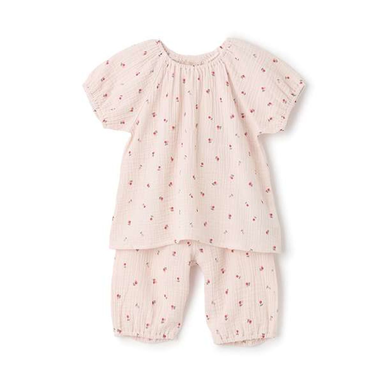 [Link] Puff Sleeve Double Gauze Pajamas,Light pink, large image number 0