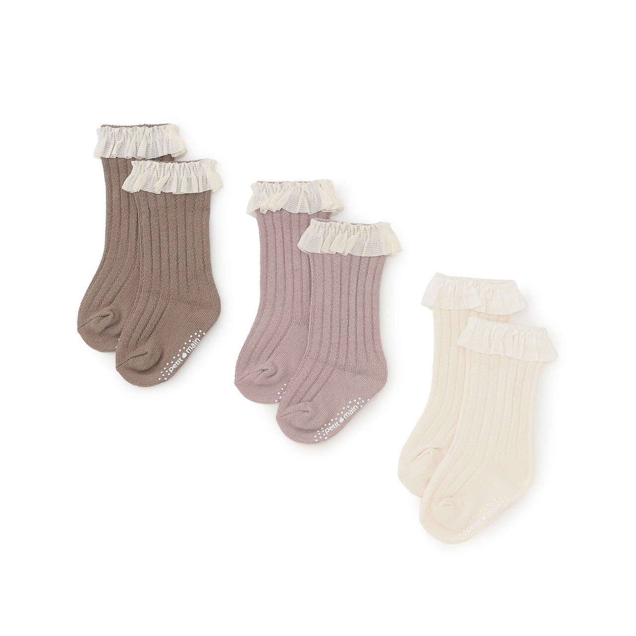 Tulle Frill Knee-High Socks,Mocha tea, large image number 5