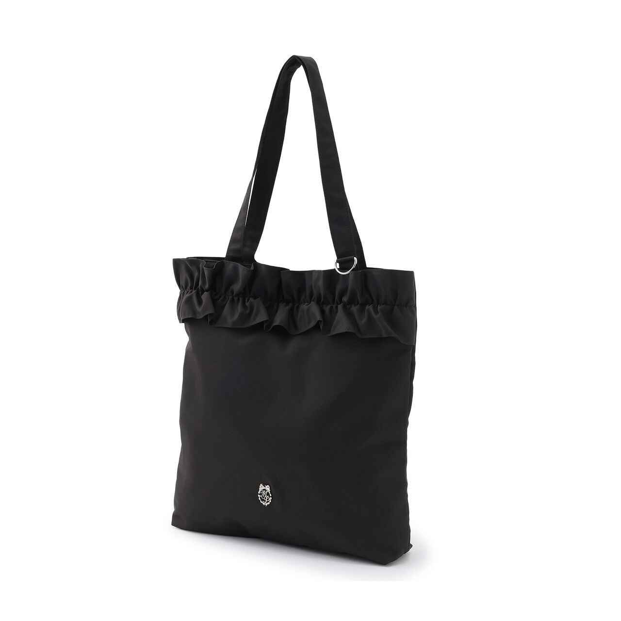[B4 Compatible] Shoulder Ribbon Frill Tote,Black, large image number 10
