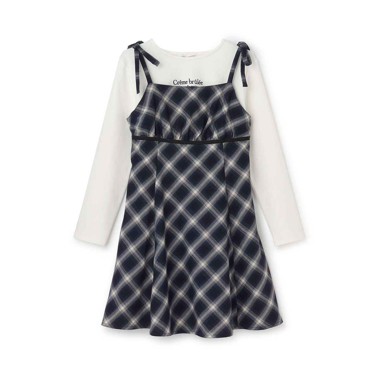 Checkered Camisole Dress Inner Set,Navy, large image number 15