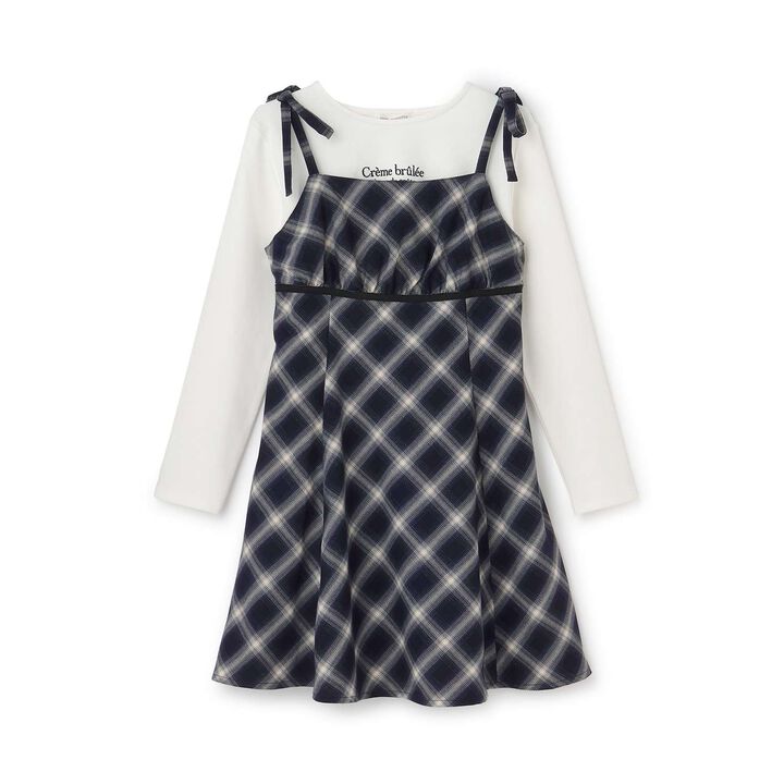 Checkered Camisole Dress Inner Set,Navy, medium image number 15