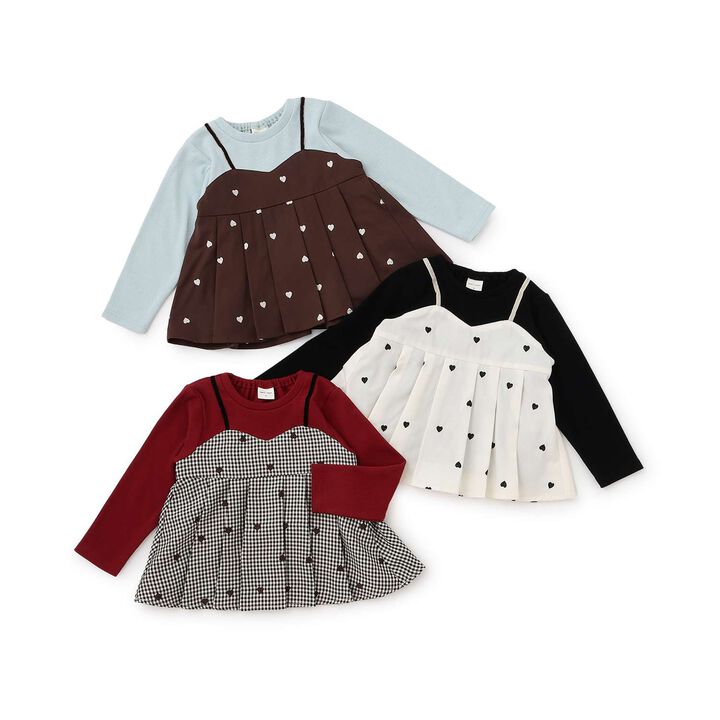[Link] Heart Embroidered Peplum Long-Sleeve T-Shirt,Ivory, medium image number 8