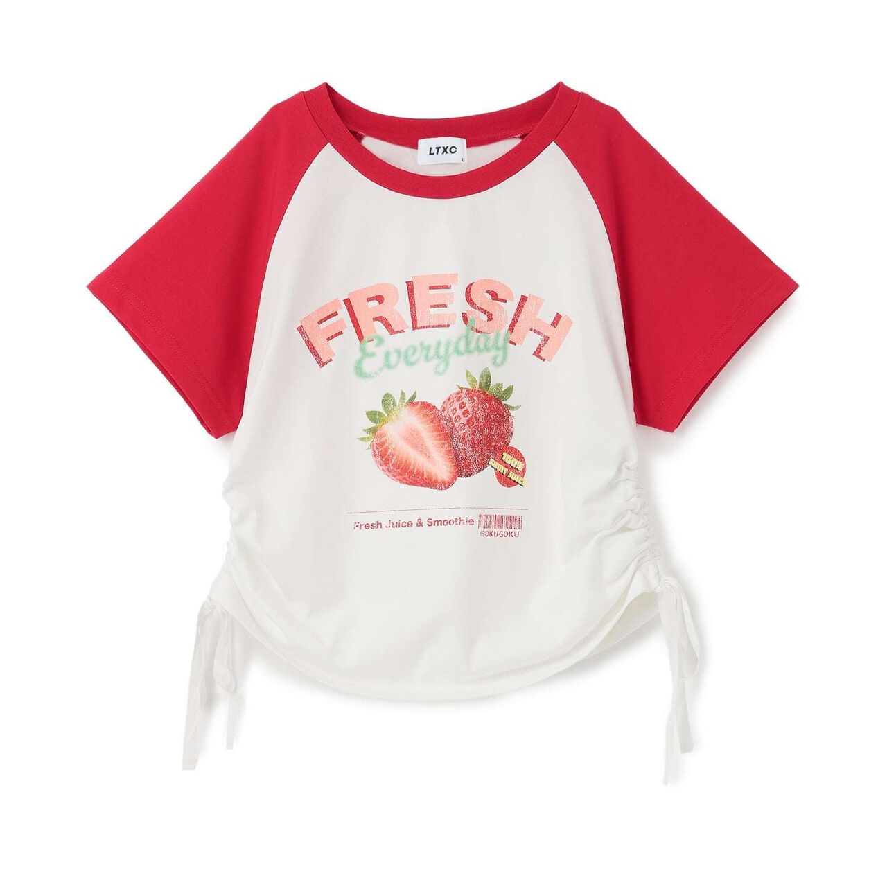 [GOKUGOKU] Multi-Function Shirred Crop Raglan Short-Sleeve T-Shirt,Orange, large image number 22