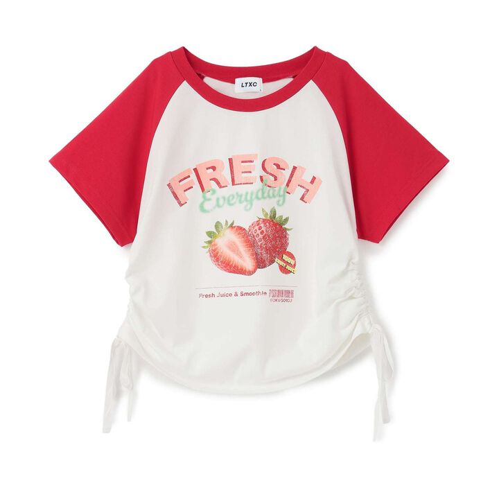 [GOKUGOKU] Multi-Function Shirred Crop Raglan Short-Sleeve T-Shirt,Orange, medium image number 22