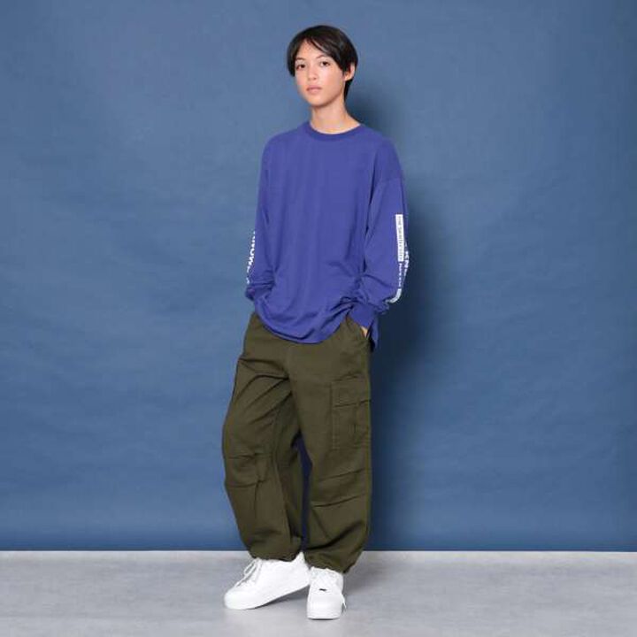 Cotton Twill Parachute Cargo Pants,Navy, medium image number 1