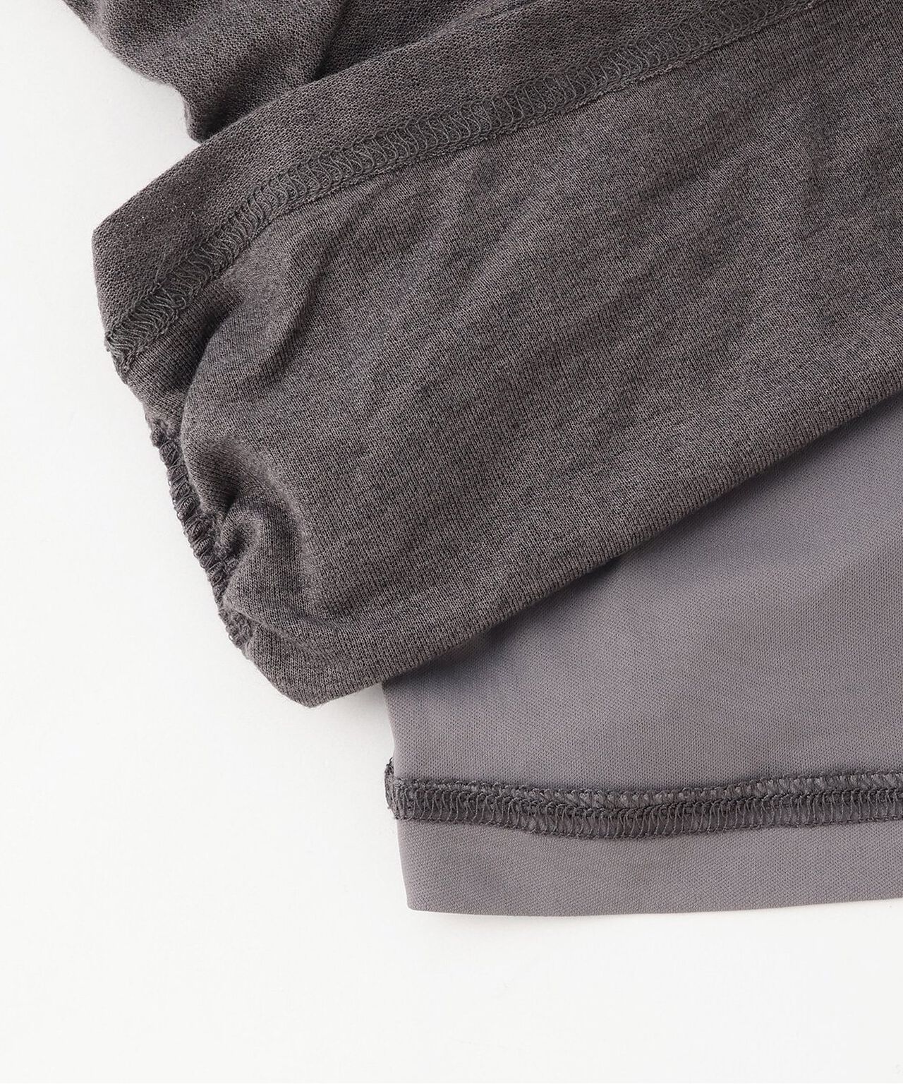 Tie-Detail Gathered Off-Shoulder Cut and Sew Top,Gray, large image number 8