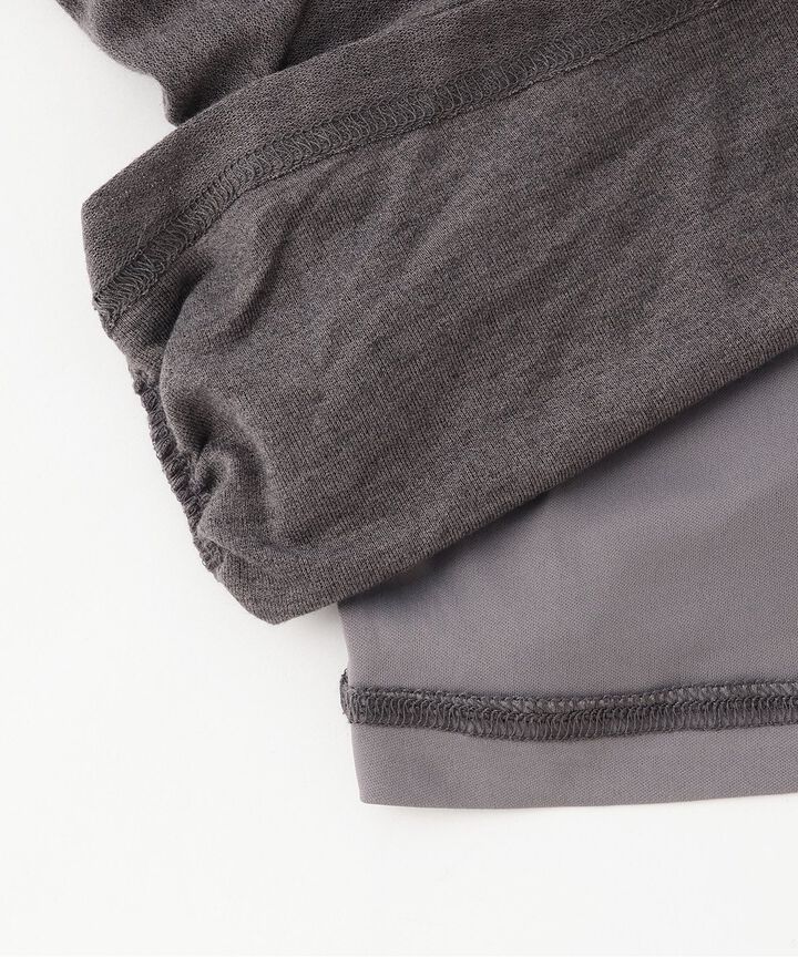 Tie-Detail Gathered Off-Shoulder Cut and Sew Top,Gray, medium image number 8