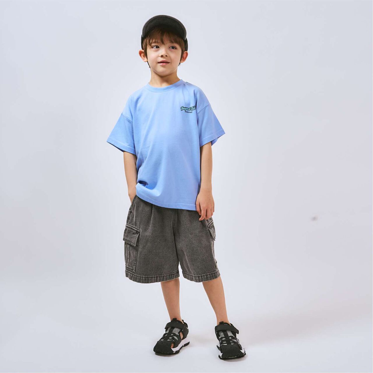 Loose Short Sleeve T-Shirt with Back Patch,Charcoal gray, large image number 6