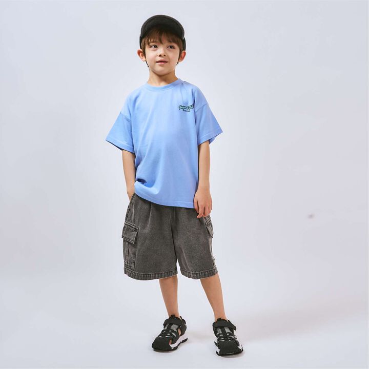 Loose Short Sleeve T-Shirt with Back Patch,Charcoal gray, medium image number 6