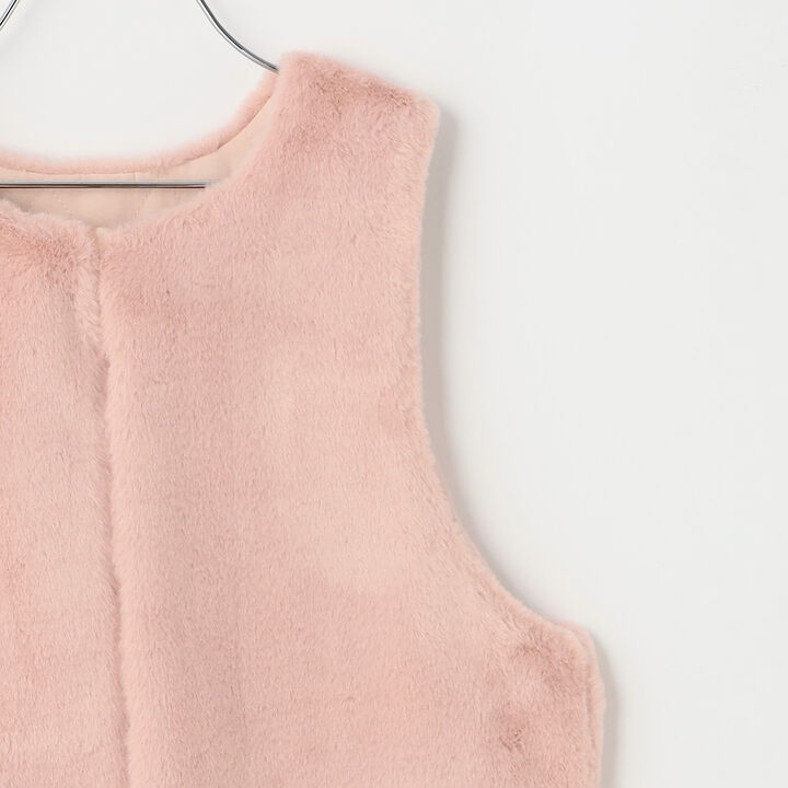 [Reversible] Faux Fur & Quilted Vest,Off white, medium image number 6