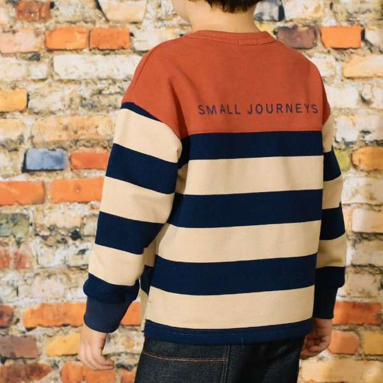 KP Boy Stripe Pattern Color Block Sweatshirt [90-140],Camel, large image number 3
