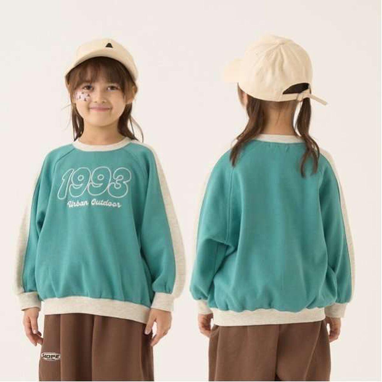 Pilling-Resist Bi-Color Raglan Fleece Sweatshirt,Brown, large image number 16