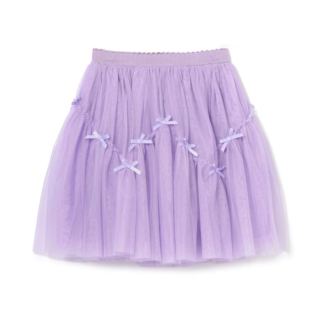 Wavy Panel Gathered Tulle Skirt [Lycee Mine Ballet Series],Black, large image number 3
