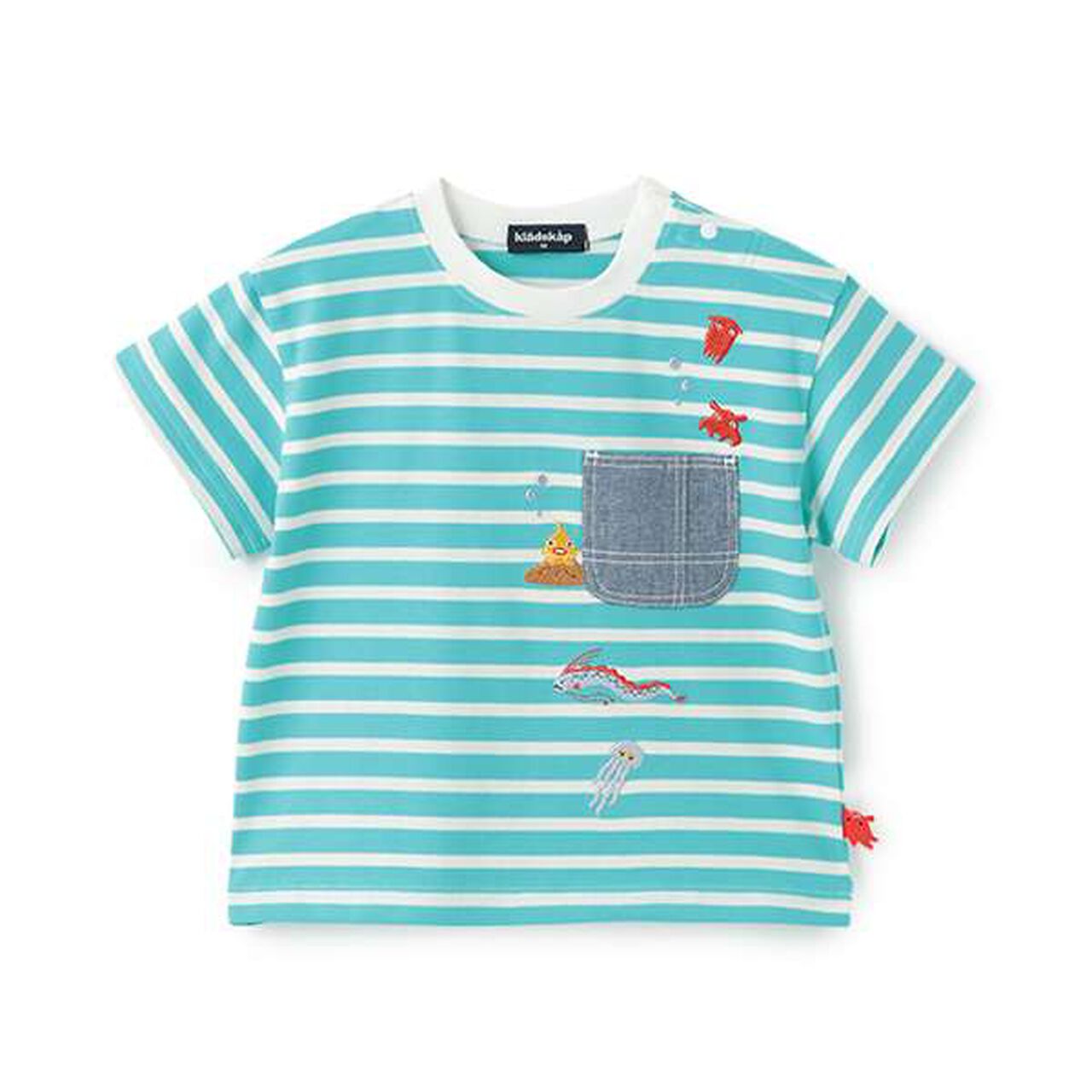Deep Sea Embroidery Stripe Short Sleeve T-Shirt,Royal blue, large image number 12