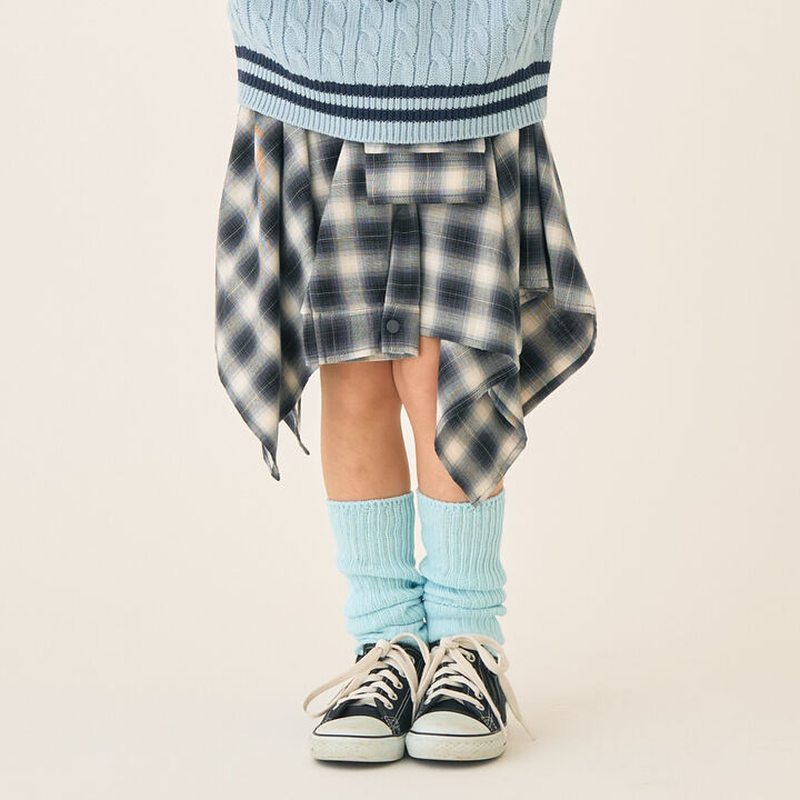 Checkered Asymmetrical Skirt,Black, medium image number 0