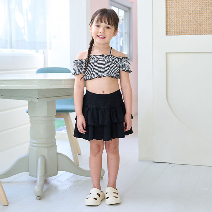 [SWIM] [UV Processing] Gingham Check Gathered Two-Piece Set,Black, medium image number 17