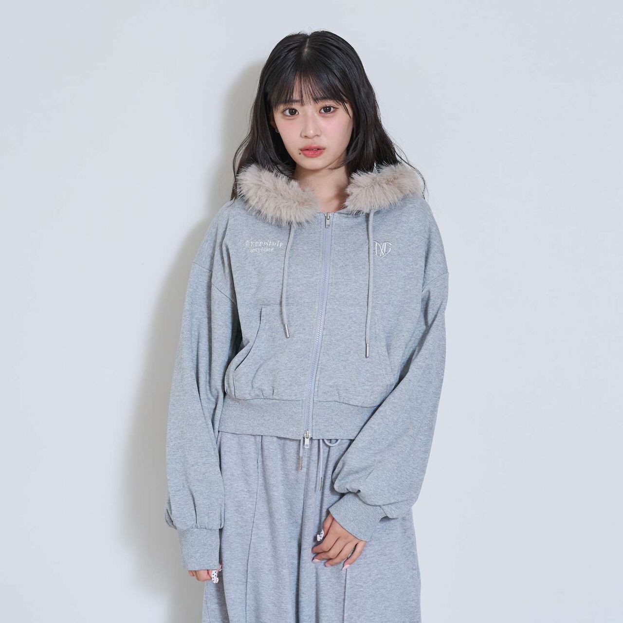[LTXC] Fur-Trimmed Zip Hoodie,Khaki, large image number 7