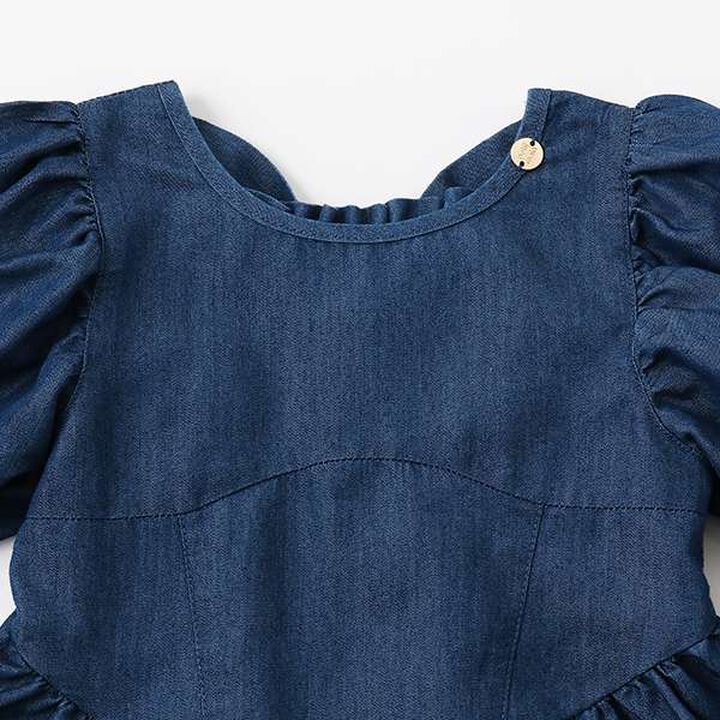 Puff Sleeve Peplum One-Piece Dress,Blue, medium image number 2