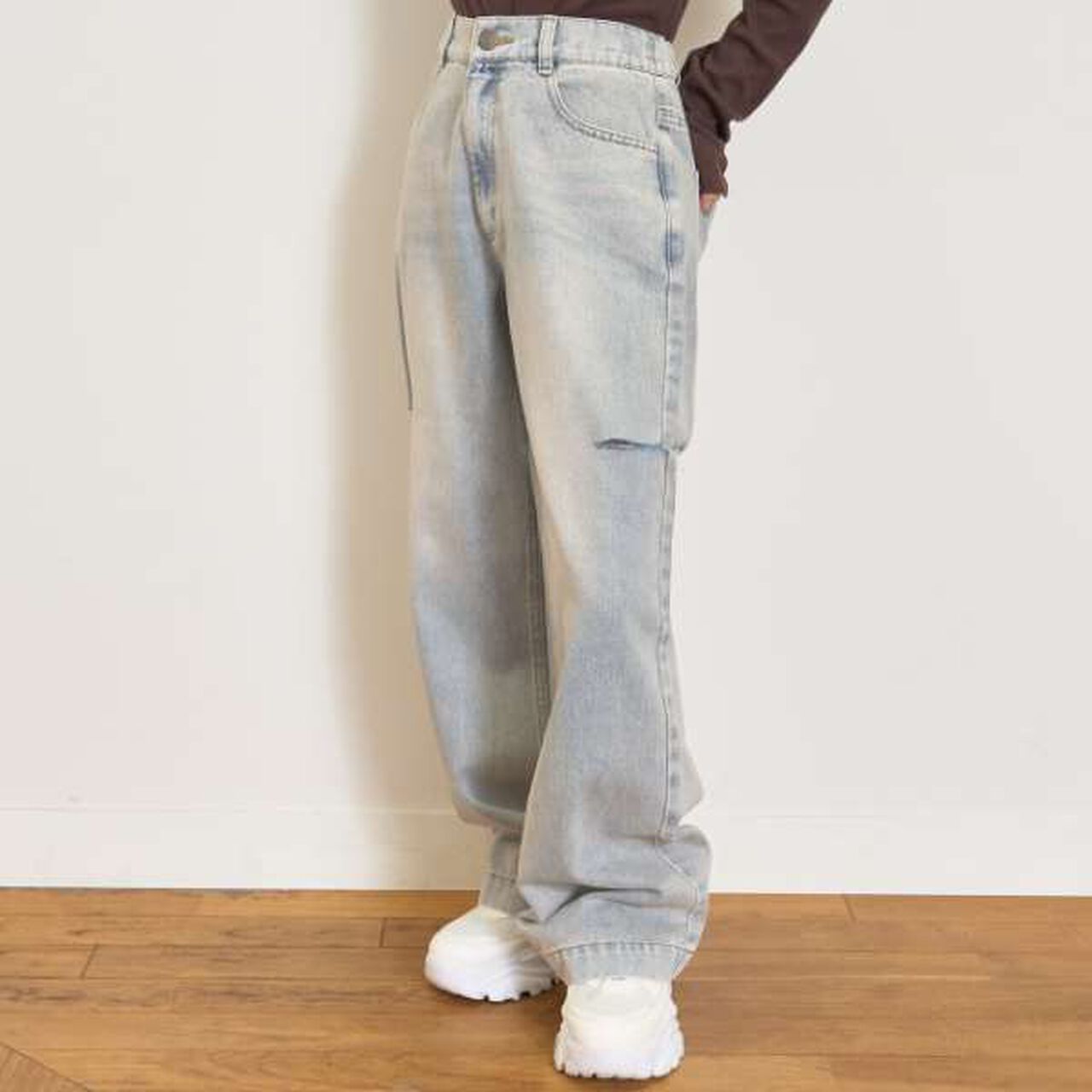 [LTXC] Distressed Wide Pants,Blue, large image number 1