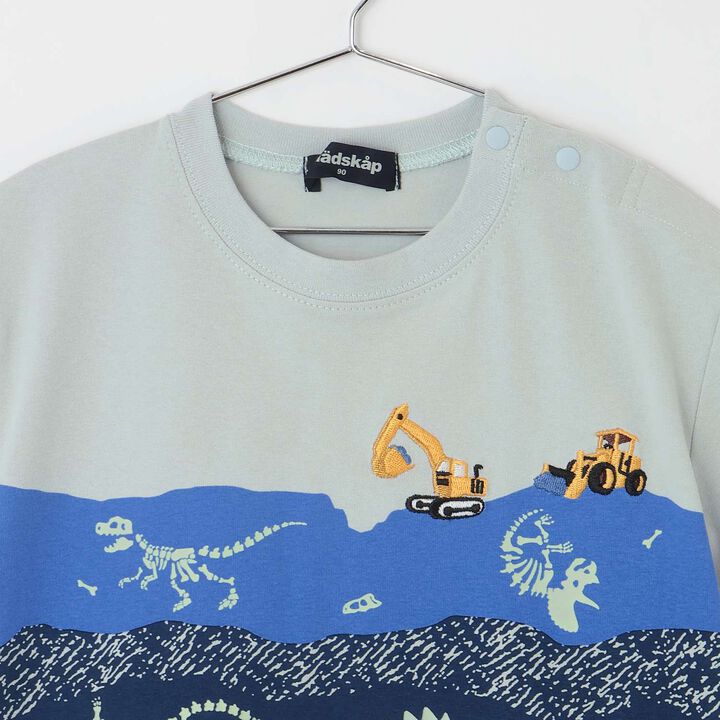 Glow-in-the-Dark Print Strata and Fossil Short Sleeve T-Shirt,Off white, medium image number 2