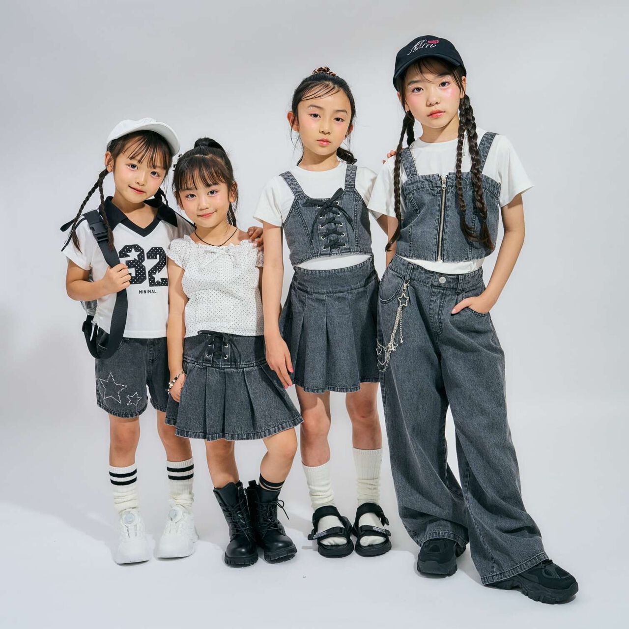 [Lace-Up Denim Skirt with Inner Pants],Blue, large image number 4