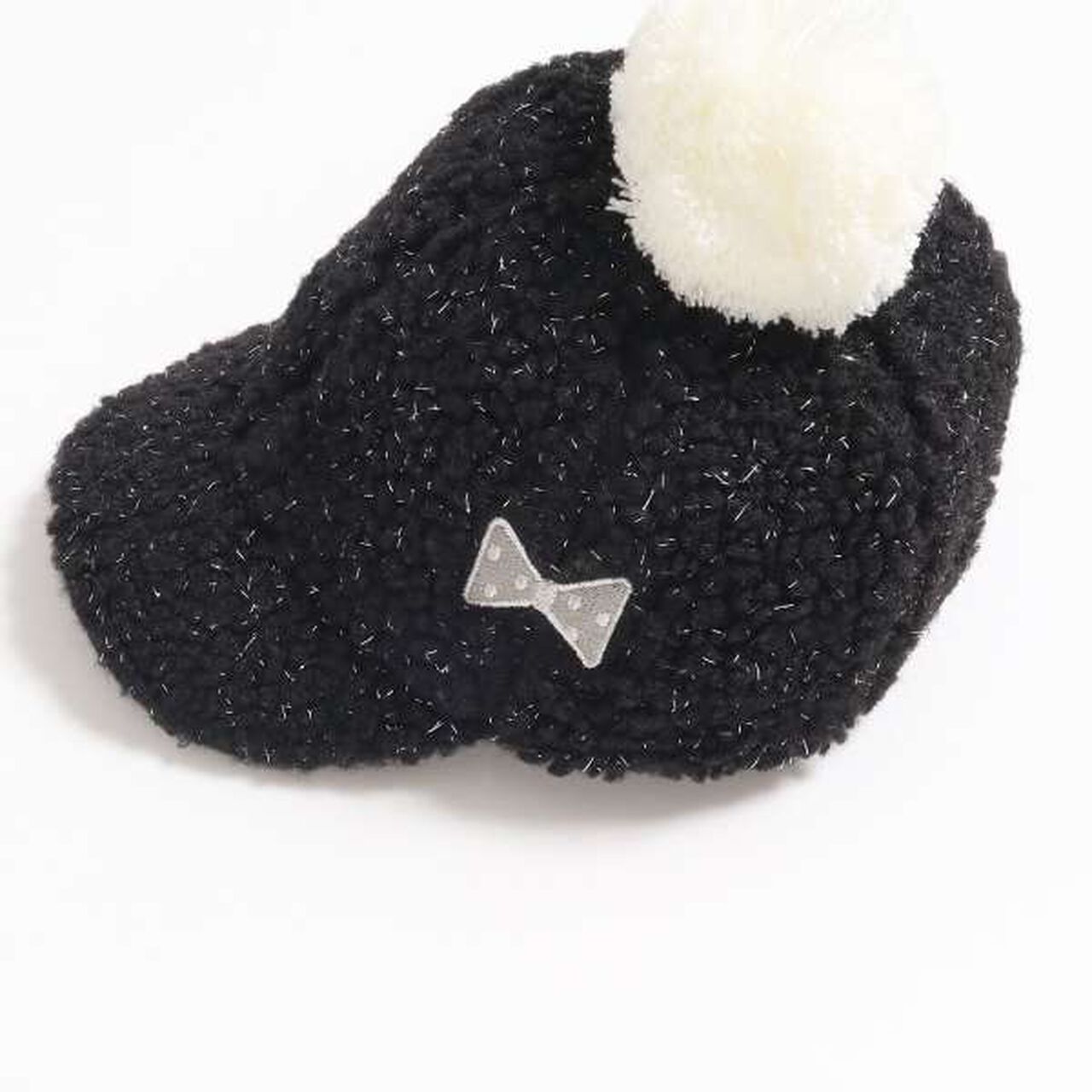 KP Deco Boa Fabric Cap with Pom-Pom (M-L),Black, large image number 4
