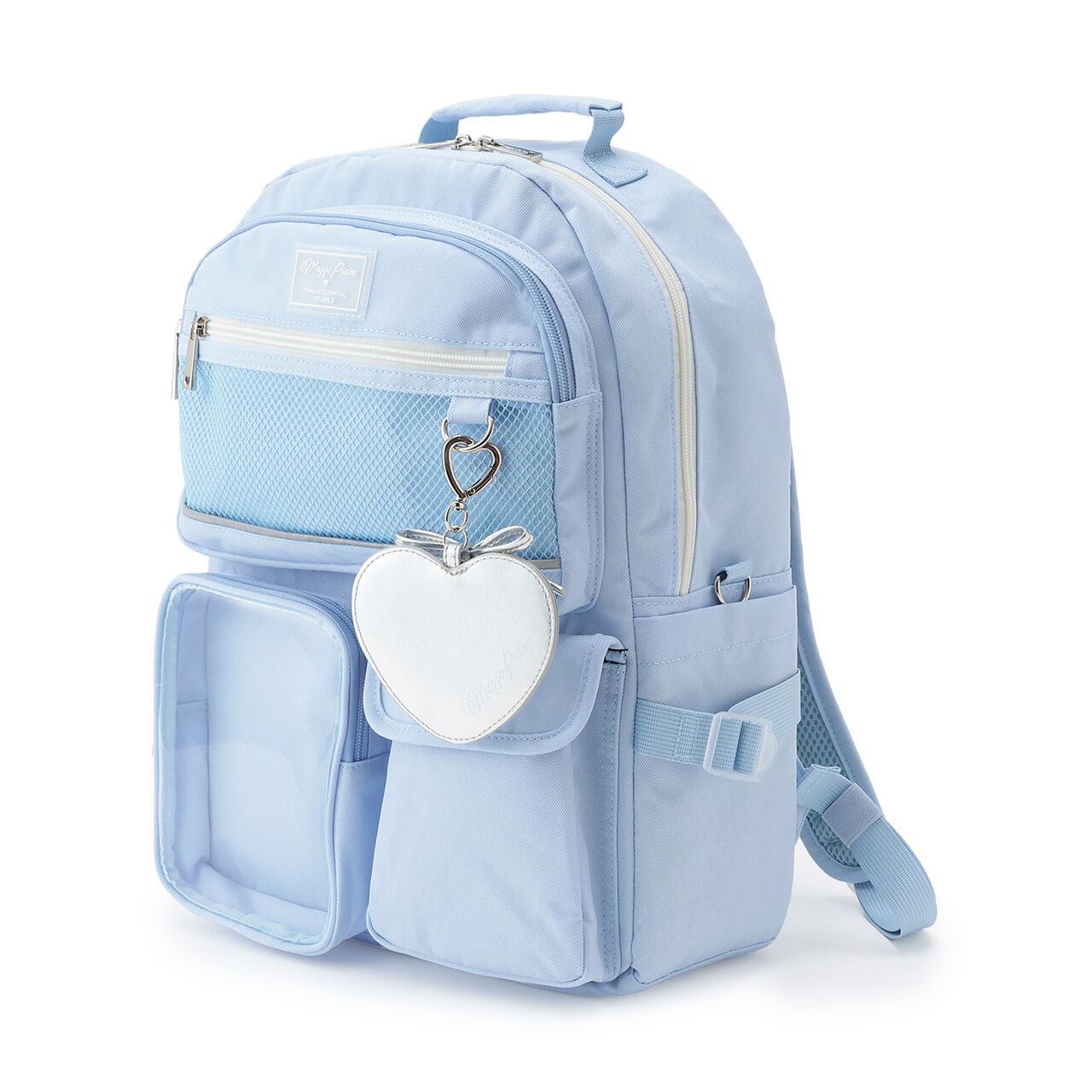 [Water-Repellent] Clear Pocket Backpack with Charm, 20L,Light blue, large image number 0