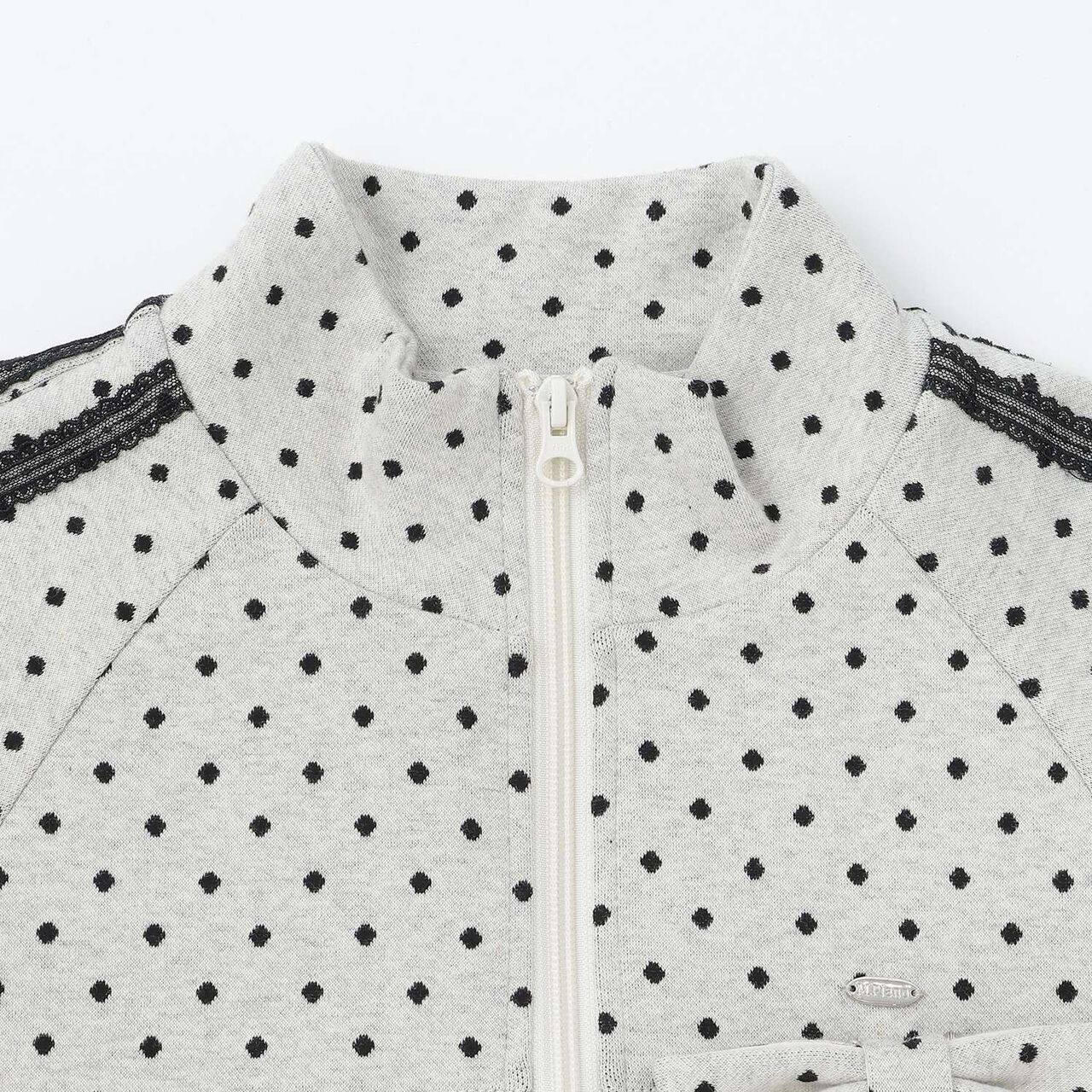 Dot Jacquard Jacket (with Ribbon Brooch),Black, large image number 2