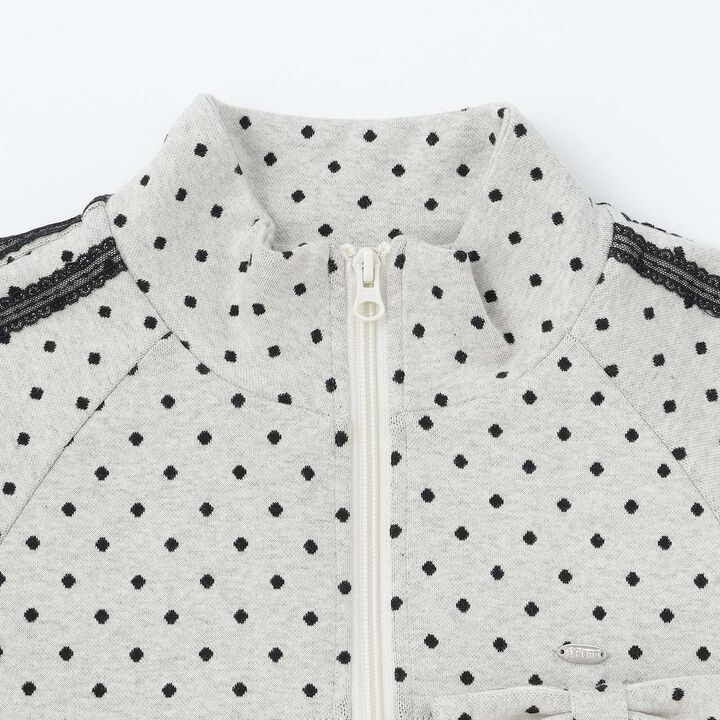 Dot Jacquard Jacket (with Ribbon Brooch),Black, medium image number 2